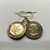 1949 Germany Deutschland 10 Pfennig coin earrings oak seedling tree planting gardening Berlin Hamburg Munich Cologne Frankfurt Stuttgart Düsseldorf Bavaria Dortmund Leipzig Bremen Dresden Bonn e000470