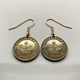 1949 Germany Deutschland 10 Pfennig coin earrings oak seedling tree planting gardening Berlin Hamburg Munich Cologne Frankfurt Stuttgart Düsseldorf Bavaria Dortmund Leipzig Bremen Dresden Bonn e000470