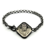 1971 Netherlands Antilles Curacao Aruba Sint Maarten Bonaire Saba Sint Eustatius 5 Cent coin rolo link stainless steel bracelet Willemstad Dutch shield Caribbean Leeward ABC Islands Lesser Antilles Papiamentu Oranjestad b000103