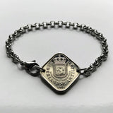 1971 Netherlands Antilles Curacao Aruba Sint Maarten Bonaire Saba Sint Eustatius 5 Cent coin rolo link stainless steel bracelet Willemstad Dutch shield Caribbean Leeward ABC Islands Lesser Antilles Papiamentu Oranjestad b000103