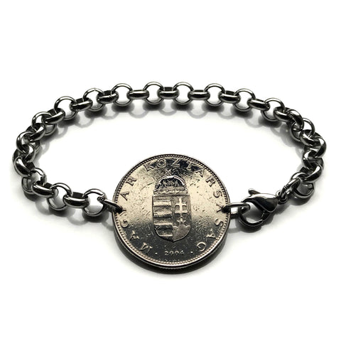 Hungary Magyar 10 Forint coin bracelet Hungarian Saint Stephen Holy Crown Szent Korona Budapest Debrecen Székelys Pécs Szeged Győr Miskolc Gellért Hill Jasz Csangos Szolnok Vas Érd Szeged b000110