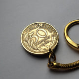 1963 France 50 Centimes coin keychain key ring French jewelry Marianne Paris Marseille Lyon Toulouse Bordeaux Lille Nice Rennes Reims Nantes Le Havre Toulon Dijon Strasbourg Seine Saint-Etienne Normandy K000025