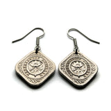 Netherlands Antilles Curacao 5 Cent coin earrings Orange blossom Willemstad Holland Amsterdam floral seashell dangle and drop e000068