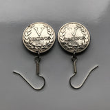 1935 Colombia 5 Centavos coin earrings Libertad Phrygian cap Bogotá Medellín Cali Barranquilla Cartagena Cúcuta Soacha Soledad Bucaramanga Bello Ibagué Manizales Montería Valle del Cauca Antioquia Pereira Caldas Armenia Muisca Chibcha Quimbaya e000275