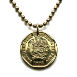 1996 Peru 10 Centimos coin pendant necklace escudo Peruano Lima Arequipa Trujillo Chiclayo Piura Huancayo Machu Picchu Cusco Incas Nazca Ica Chimbote Iquitos Tacna Tarata Puno Juliaca Cajamarca Chincha Huánuco Pucallpa Sullana Callao llama alpaca n001057