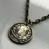 1856 Denmark Danmark 1 Skilling Rigsmont coin pendant Danish crown initial F Copenhagen Odense Strøget Danes Scandinavia Nordic Baltic n002052