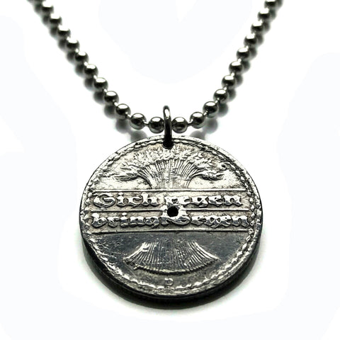 1922 Germany Deutschland 50 Pfennig coin pendant German Weimar wheatsheaf Bundesadler Berlin Deutschland Munich Cologne North Rhine-Westphalia n002469