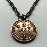 1874 Sweden Sverige 2 Ore coin pendant  Swedish crown Tre Kroner initial O Swedes Svear Stockholm Gothenburg Malmö Uppsala Gotaland Norrland Göteborg Øresund viking Nordic Scandinavia Svealand Scania Fennoscandia n000765