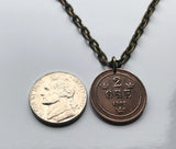 1874 Sweden Sverige 2 Ore coin pendant  Swedish crown Tre Kroner initial O Swedes Svear Stockholm Gothenburg Malmö Uppsala Gotaland Norrland Göteborg Øresund viking Nordic Scandinavia Svealand Scania Fennoscandia n000765