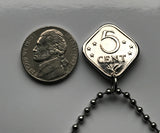 1971 Netherlands Antilles Curacao Aruba Sint Maarten Bonaire Saba Sint Eustatius 5 Cent coin pendant Willemstad Dutch Caribbean Leeward ABC Islands Lesser Antilles Nederlandse Papiamentu Pais Kòrsou Oranjestad Kralendijk Philipsburg The Bottom n002351