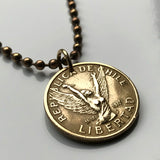1988 Chile 10 Pesos coin pendant Chilena libertad Mapuche Santiago Antofagasta Rancagua Temuco Rapa Nui Arica Iquique n000482