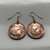 Colombia 5 Centavos coin earrings Jacobin cap Bogotá Medellín Cali Barranquilla Cartagena Cúcuta Bucaramanga Pereira Antioquia Valle del Cauca Quimbaya Santander Manizales Caldas Soledad e000243
