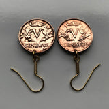 Colombia 5 Centavos coin earrings Jacobin cap Bogotá Medellín Cali Barranquilla Cartagena Cúcuta Bucaramanga Pereira Antioquia Valle del Cauca Quimbaya Santander Manizales Caldas Soledad e000243