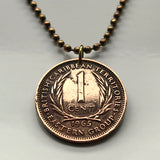 1965 British East Caribbean States 10 Cents coin pendant palm tree fronds Antigua Barbuda Dominica Grenada Saint Lucia Saint Vincent Grenadines Saint Kitts Nevis Anguilla Montserrat Martinique Trinidad Barbados Lesser Antilles Caribbees Leeward n002362