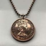 1965 British East Caribbean States 10 Cents coin pendant palm tree fronds Antigua Barbuda Dominica Grenada Saint Lucia Saint Vincent Grenadines Saint Kitts Nevis Anguilla Montserrat Martinique Trinidad Barbados Lesser Antilles Caribbees Leeward n002362