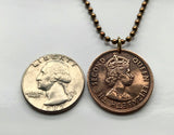 1965 British East Caribbean States 10 Cents coin pendant palm tree fronds Antigua Barbuda Dominica Grenada Saint Lucia Saint Vincent Grenadines Saint Kitts Nevis Anguilla Montserrat Martinique Trinidad Barbados Lesser Antilles Caribbees Leeward n002362