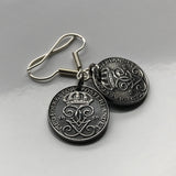 Schweden Sverige 1 Ore Münze Ohrringe Modeschmuck Schwedische Kronen Initiale G Tre Kroner Stockholm Örebro Nordic Skandinavien Wikinger Schweden Svear Svealand Scania Blekinge Linköping e000254
