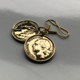 France 10 Francs French coin earrings jewelry Marianne Paris Marseille Lyon Lille Toulouse Nice Côte d'Azur Loire Valley Bordeaux Metz Rennes Reims Avignon Saint-Étienne e000017