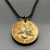1998 British UK Hong Kong China 50 Cents coin pendant Bauhinia orchid flower blossom floral Sham Shui Po Yau Tsim Mong Kwai Tsing Tai Po Sha Tin n000043