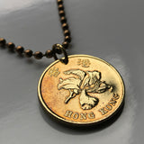 1998 British UK Hong Kong China 50 Cents coin pendant Bauhinia orchid flower blossom floral Sham Shui Po Yau Tsim Mong Kwai Tsing Tai Po Sha Tin n000043