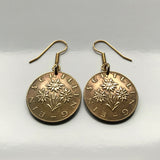 Austria Osterreich 1 Schilling coin earrings Edelweiss flower Alpine plant daisy sunflower Vienna Wien Salzburg Graz Linz Innsbruck Klagenfurt Villach Tyrol Styria Carinthia Sankt Polten Wels e000057
