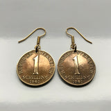 Austria Osterreich 1 Schilling coin earrings Edelweiss flower Alpine plant daisy sunflower Vienna Wien Salzburg Graz Linz Innsbruck Klagenfurt Villach Tyrol Styria Carinthia Sankt Polten Wels e000057