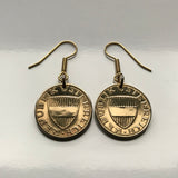 1966 Austria Osterreich 50 Groschen coin earrings jewelry Habsburg shield Vienna Wien Graz Salzburg Innsbruck Styria Wien Wels Vorarlberg Dornbirn Ischgl Heurigen Alps Alpine Linz Klagenfurt Villach Zell am See Tyrol Carinthia Sankt Pölten e000256
