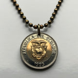 1995 Ecuador 100 Sucres coin pendant escudo Ecuatoriano Quito Cuenca Ibarra Los Ríos Azuay Tungurahua Cotopaxi Imbabura Sucumbíos n001603