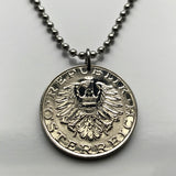 Austria Osterreich 10 Schilling coin pendant Austrian eagle Austrian lady hat Vienna Sankt Polten Wels Solden Ischgl Gmunden Vorarlberg Zell am See n000288