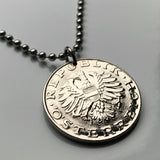 Austria Osterreich 10 Schilling coin pendant Austrian eagle Austrian lady hat Vienna Sankt Polten Wels Solden Ischgl Gmunden Vorarlberg Zell am See n000288