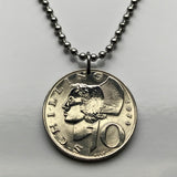 Austria Osterreich 10 Schilling coin pendant Austrian eagle Austrian lady hat Vienna Sankt Polten Wels Solden Ischgl Gmunden Vorarlberg Zell am See n000288