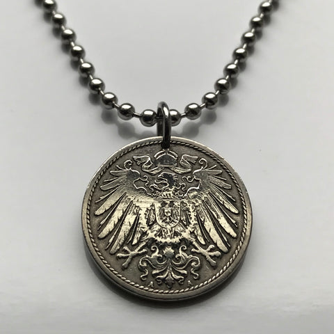 1906 Germany Deutschland 10 Pfennig coin pendant necklace jewelry black German eagle Berlin Hamburg Munich Cologne Frankfurt Stuttgart Düsseldorf Bavaria Leipzig Dortmund Essen Bremen Dresden Hanover Rothenburg Essen Bonn n000315