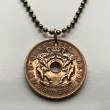 1963 Rhodesia Nyasaland Zimbabwe Malawi 1 Penny coin pendant African elephants Salisbury Bulawayo Shona Ndebele Chewa Bantu Harare Epworth Gweru Kwekwe Manicaland Zomba Livingstone Lusaka Lilongwe Masvingo Hwange National Park Mutare Chitungwiza n000138