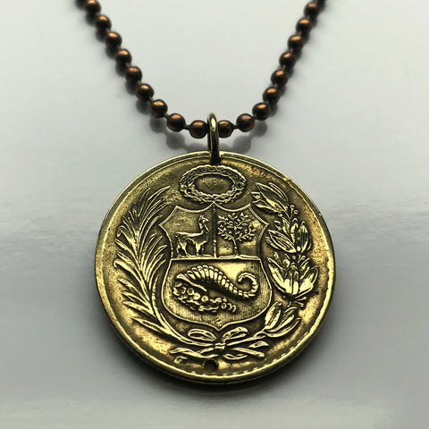 1965 Peru 1/2 Sol coin pendant escudo Peruano llama Lima Cusco Machu Picchu Arequipa Trujillo Chiclayo Piura Huancayo Chimbote Puno Quechua Inca Empire Iquitos Tacna Juliaca Cajamarca Pucallpa Ayacucho Chincha Huánuco Huacho Tarapoto Huaraz n000964