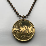 2017 Portugal 20 Euro Cent coin pendant Portuguese Quinas castle Quincunx cross Lisbon Porto Braga Faro Lagoa Vasco da Gama necklace n002708