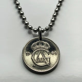 1969 Sweden 25 Ore coin pendant necklace Swedish crown initial G A Stockholm Tre Kroner Uppsala Malmo Gothenburg Vasteras Gotaland Helsingborg Norrkoping Smolandia Nordic Scandinavian Norse Svear Svealand Norrland Linkoping Vikings Orebro n003223