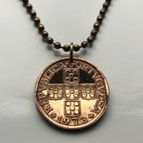 1972 Portugal 50 Centavos coin pendant Portuguese 5 Quinas castles Quincunx cross Lisboa Oporto Faro Vila Nova de Gaia Guimarães Évora Praia da Marinha Coimbra Sintra Viseu Setúbal Amadora Mirandese Funchal Castillan n000435