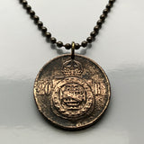 1869 Brazil 20 Reis coin pendant brasão de armas São Paulo Recife Pernambuco Bahia Minas Gerais Pelourinho Belem Santa Catarina n000938