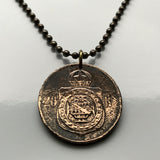 1869 Brazil 20 Reis coin pendant brasão de armas São Paulo Recife Pernambuco Bahia Minas Gerais Pelourinho Belem Santa Catarina n000938