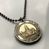 Tailandia Siam 10 Baht moneda colgante Wat Arun Templo Budista del Amanecer Bangkok Yai Monte Sumeru Wat Makok Chao Phraya Wat Phra Kaew Nonthaburi Pak kret Chiang Mai Nakhon Ratchasima Phuket n000409