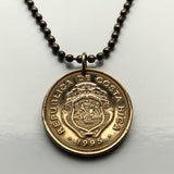 1995 Costa Rica 10 Colones coin pendant San Jose Puerto Limón Alajuela Liberia Puntarenas San Vicente Barranca ticos América Central Heredia Cinco Esquinas Desamparados Tamarindo Arenal n001695