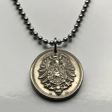 1876 Germany Deutschland 10 Pfennig coin pendant German black eagle Berlin Hamburg Munich Cologne Frankfurt Stuttgart Düsseldorf Bavaria Leipzig Dortmund Essen Bremen Dresden Hanover n000465