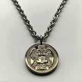 antique! 1884 Serbia 10 Para coin pendant Serbian double headed eagle Belgrade Srbija Kosovo Yugoslavia Novi Sad Vojvodina Kragujevac Subotica Niš city Zrenjanin Nišava Nemanjić dynasty Serbs n001418