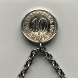 antique! 1884 Serbia 10 Para coin pendant Serbian double headed eagle Belgrade Srbija Kosovo Yugoslavia Novi Sad Vojvodina Kragujevac Subotica Niš city Zrenjanin Nišava Nemanjić dynasty Serbs n001418