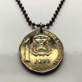 Dominican Republic 1 Peso coin pendant Santo Domingo Santiago Quisqueya La Vega San Cristóbal Punta Cana Puerto Plata Zona Colonial Duarte Cap Cana Isla Saona Baní La Romana Boca Chica n001004