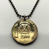 Dominican Republic 1 Peso coin pendant Santo Domingo Santiago Quisqueya La Vega San Cristóbal Punta Cana Puerto Plata Zona Colonial Duarte Cap Cana Isla Saona Baní La Romana Boca Chica n001004