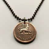 1944 Ethiopia 5 Santeem coin pendant Lion of Judah Haile Selassie Rasta Jewish tribe Ras Gondar Mek'ele Oromia Zion Jamaica Axum Dan horn of Africa Abyssinian lion Amharas Solomonic Addis Ababa Adama Rastafari Israelite Emblem of Jerusalem n000900