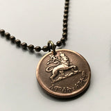 1944 Ethiopia 5 Santeem coin pendant Lion of Judah Haile Selassie Rasta Jewish tribe Ras Gondar Mek'ele Oromia Zion Jamaica Axum Dan horn of Africa Abyssinian lion Amharas Solomonic Addis Ababa Adama Rastafari Israelite Emblem of Jerusalem n000900