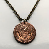1851! Austria Osterreich 1 Kreuzer coin pendant Austrian eagle Vienna Habsburg crown Salzburg Innsbruck Graz Linz Tyrol Villach Carinthia Innere Stadt Styria Klagenfurt Sankt Pölten Budapest n000998