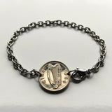 Ireland Éire 3 Pence coin bracelet jewelry Irish rabbit hare bunny Celtic harp Cláirseach Gaelic Dublin Cork Limerick Galway Waterford Cliffs of Moher Connacht Leinster Munster Carlow Guinness Hibernia Swords St Patrick's Day Drogheda Ulster b000048